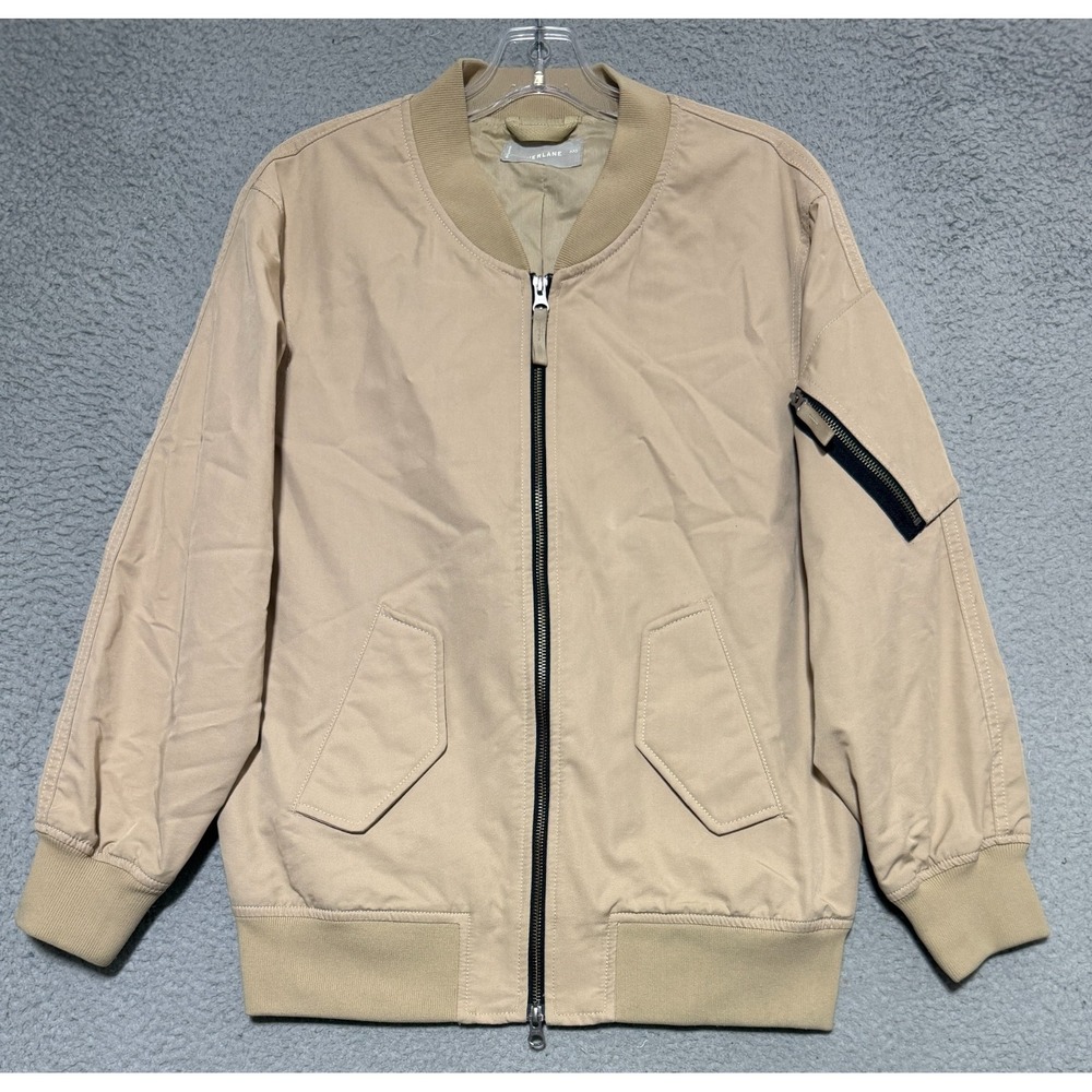 Everlane The Bomber Jacket In Khaki Tan Size XXS 2XS Oversized Fit Full Zip